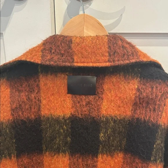 Anine Bing Orange and Black Plaid Jacket - Picture 4 of 11